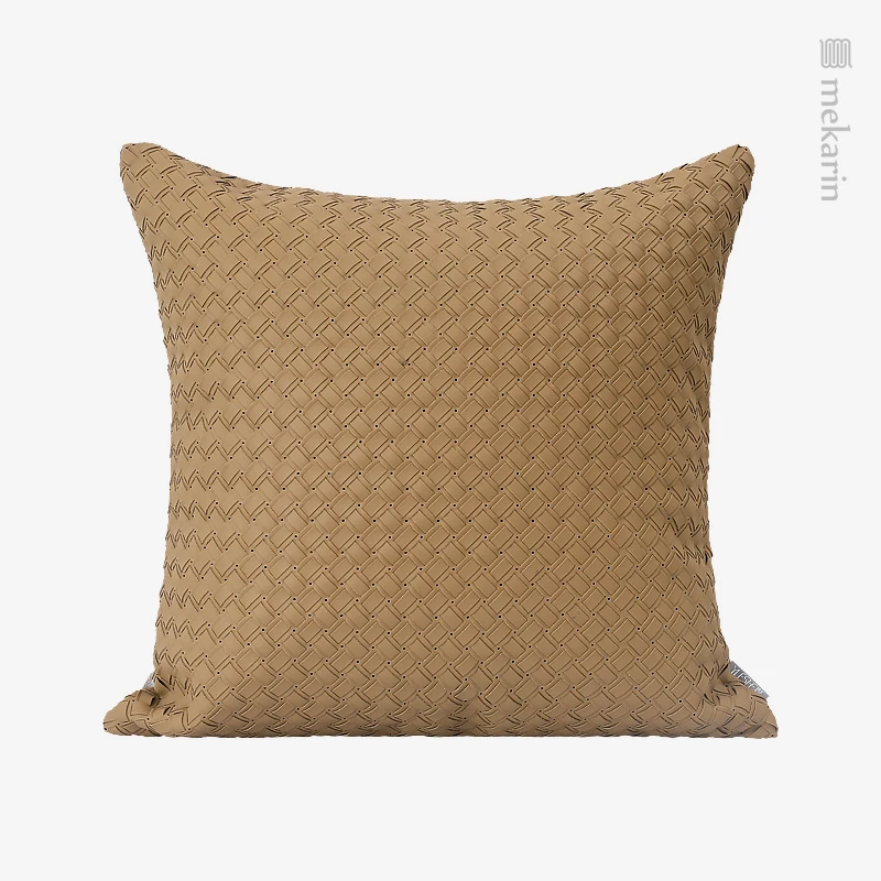 Simple and light luxury coffee color woven pillow villa bedroom living room sofa square pillow hotel winery restaurant pillow