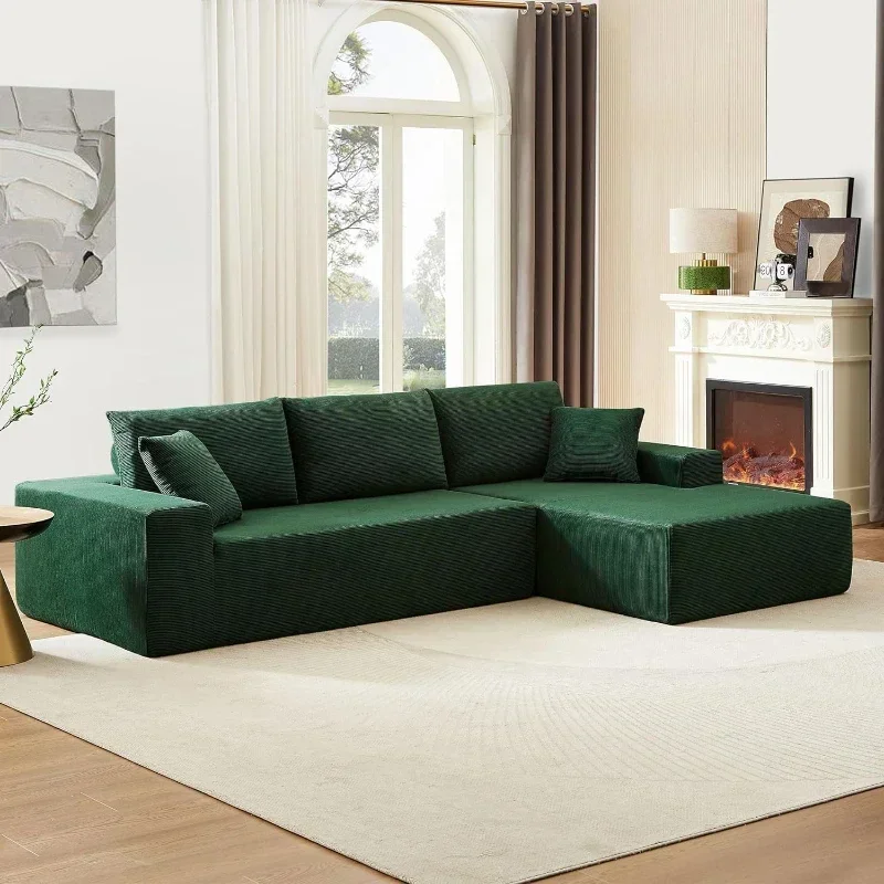Sofá de canto tufado durável e confiável, sofá de compressão confortável, material de tecido durável, sala de estar, sofá modular compr