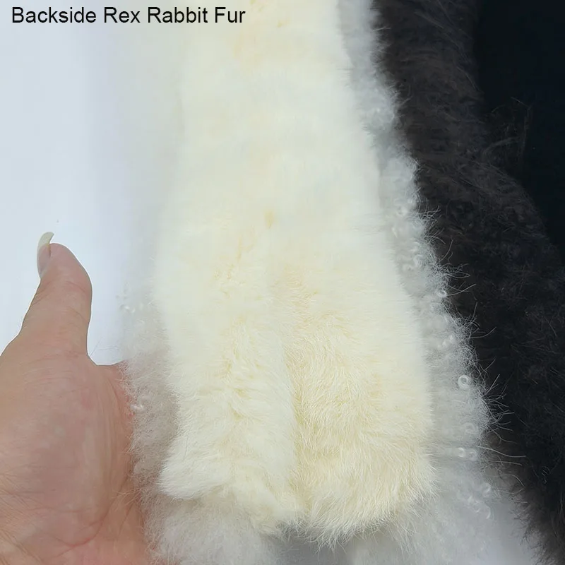 2026 Winter Thick Real Sheep Lamb Fur Scarf With Rex Rabbit Fur Lining Warm Fashion Genuine Fur Scarves Female Neck Warmer