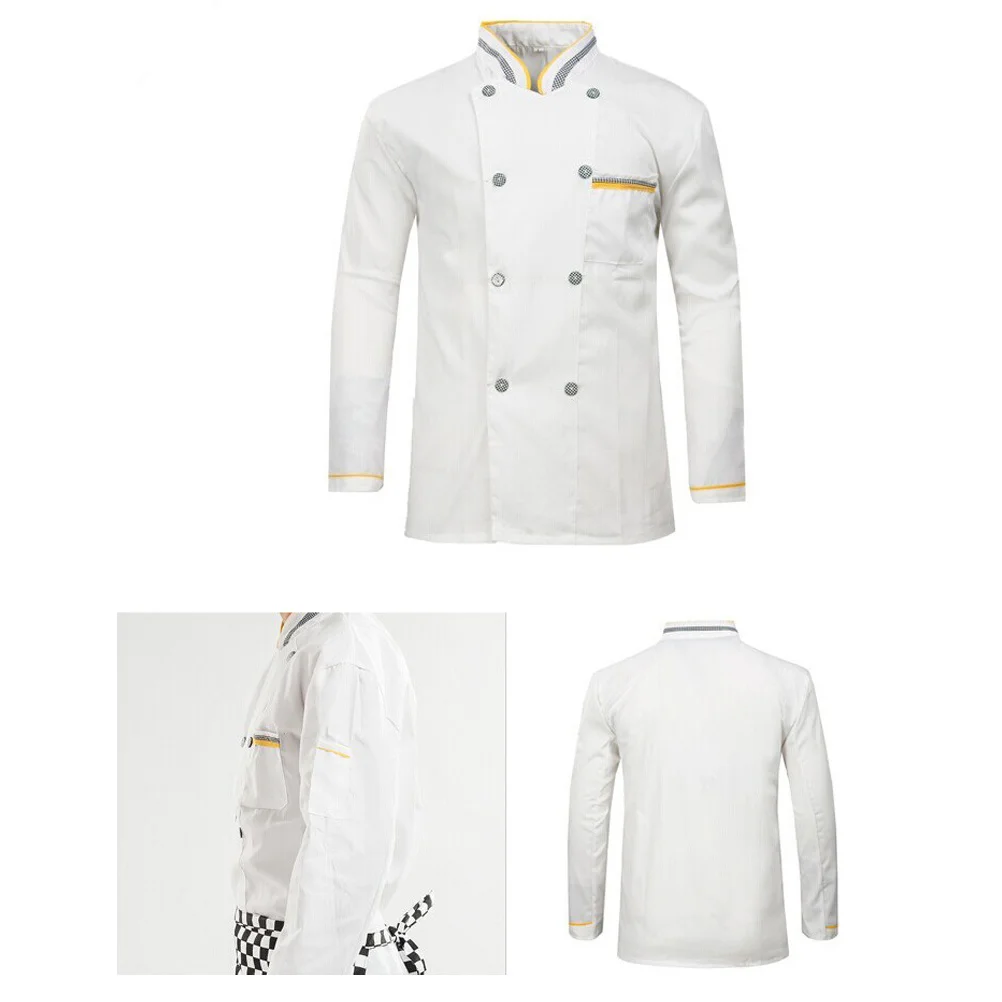 Chaqueta de Catering duradera y transpirable de manga larga, diseño Unisex para restaurante, Hotel, chaqueta de Chef de manga larga Xxxl