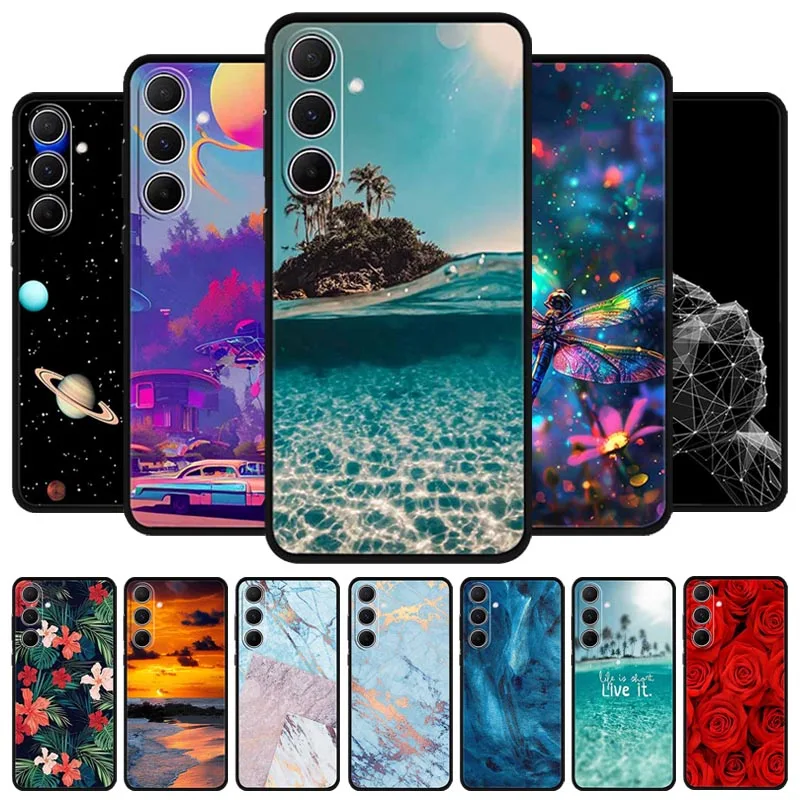 For Samsung Galaxy A55 Case Lovely Unique Painted Soft Silicone Full Phone Case For Samsung A55 5G SM-A556V Ultra Thin TPU Cover
