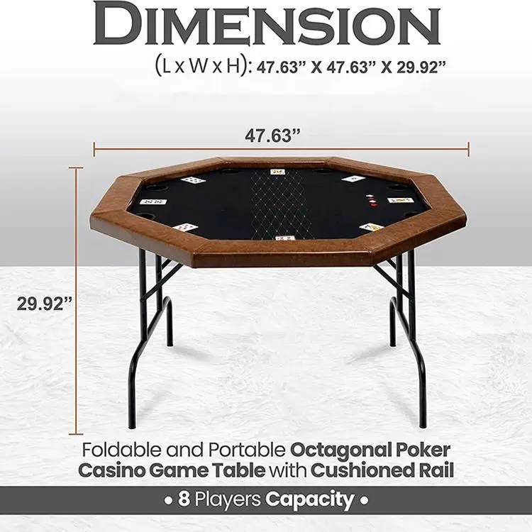 Movable Wholesale Professional 8 Player Poker Table for Sale