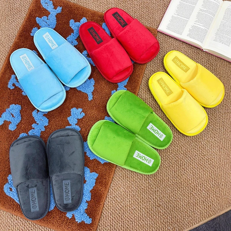 Online Celebrity Ins Wind Explosion Memory Sponge Slippers Non-slip Portable Home Slippers Indoor Square Slippers.