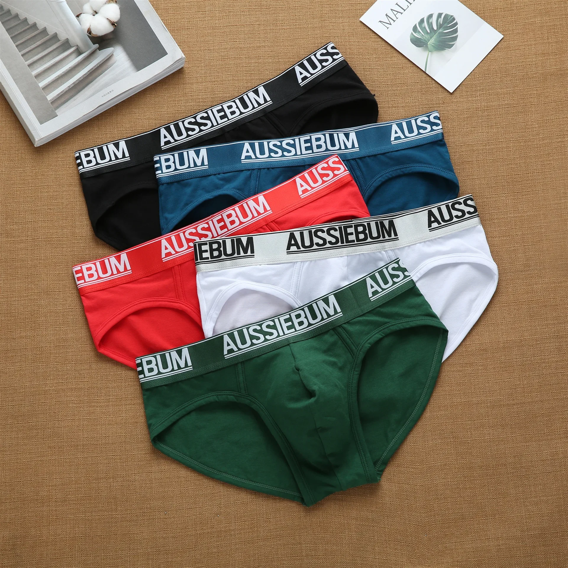 Aussiebum men's cotton comfortable low waist elastic tide letter briefs youth underwear