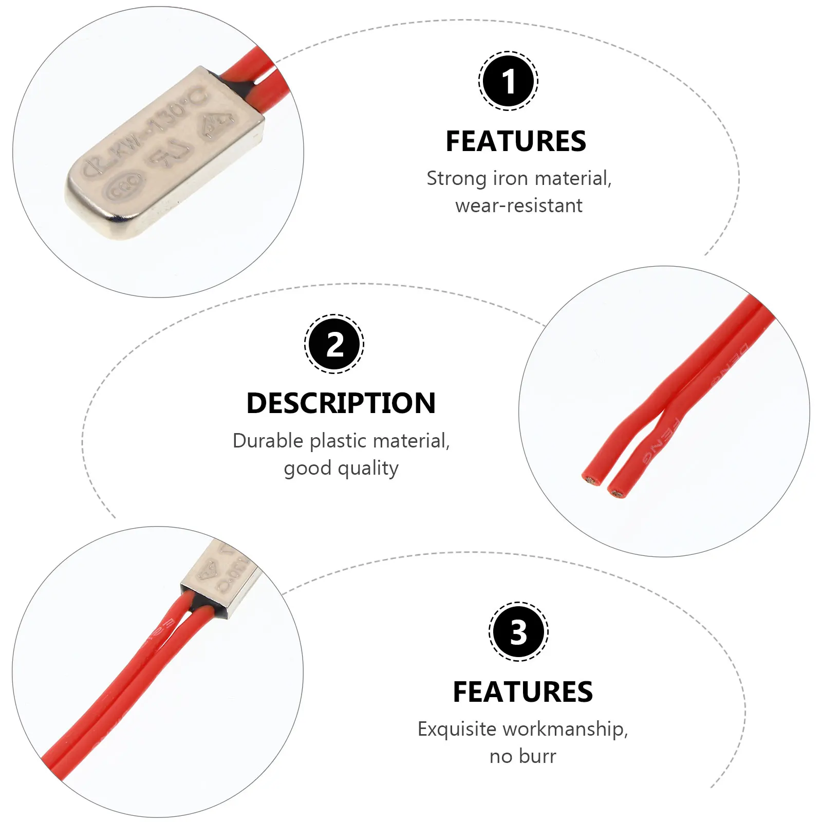 

10pcs Normally Close Auto 130°C Thermal Protector Temperature Control Switch For Motor Transformer Home Appliances