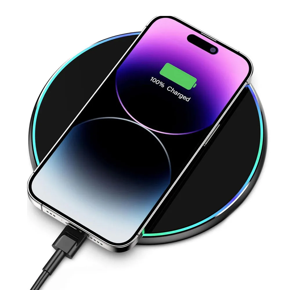 [Cargador Inalámbrico Rápido] Cargador Inalámbrico, Plataforma de Carga Rápida de 15W | Carga Rápida QC 3.0 para iPhone 17-12, XS, XR, Samsung - Base Magnética