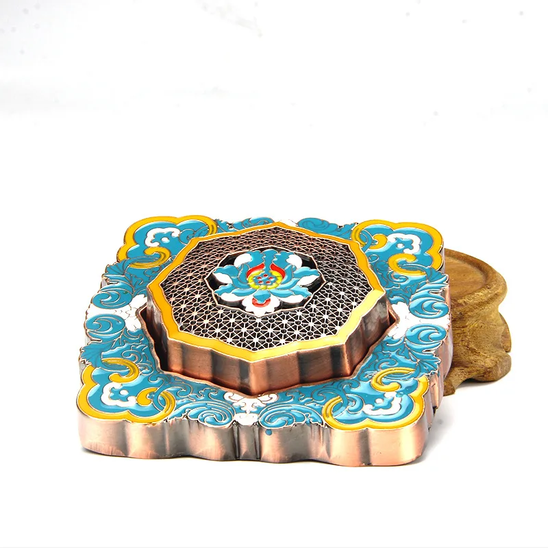Handmade Cloisonne Scented Copper Alloy Sandalwood Incense Coil Incense Burner Temple Worship/study Room Meditation Portable