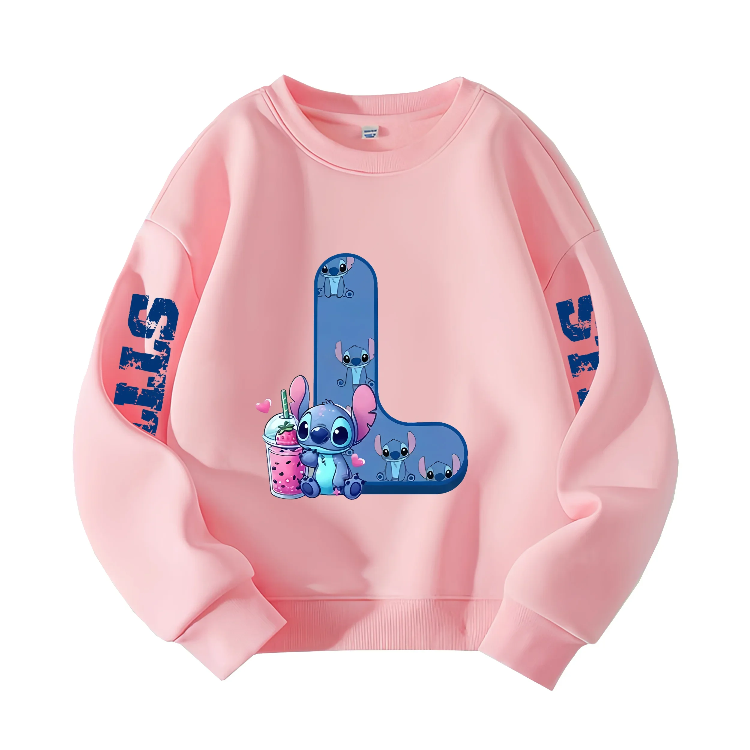 

Children's O-neck Sweater Disney Series Spring And Autumn A-Z Stitch Boy And Girl Kawaii Birthday Gift Cartoon Print Long Sleeve
