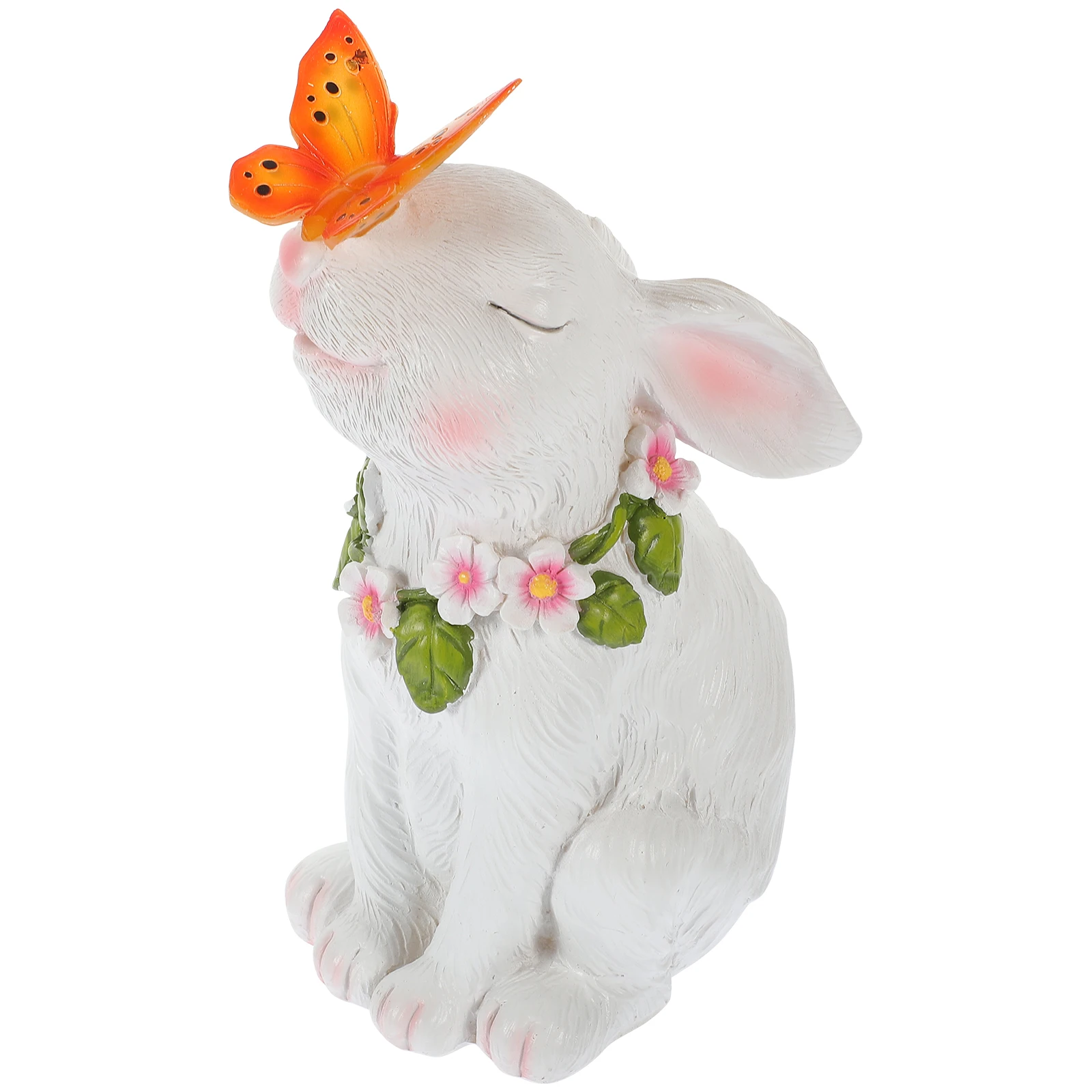 

1 set Solar Rabbit Statue White Butterfly Resin Craft Glowing Lawn Decoration Solar Light Bunny Pathway