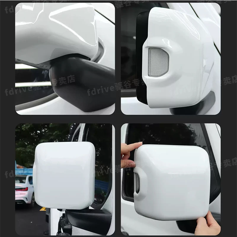 QHCP Car Rear View Mirror Cover ABS Rearview Mirror Shell Protective Cover For Jeep Wrangler JL/JT/4XE 18-24 Exterior Accessory