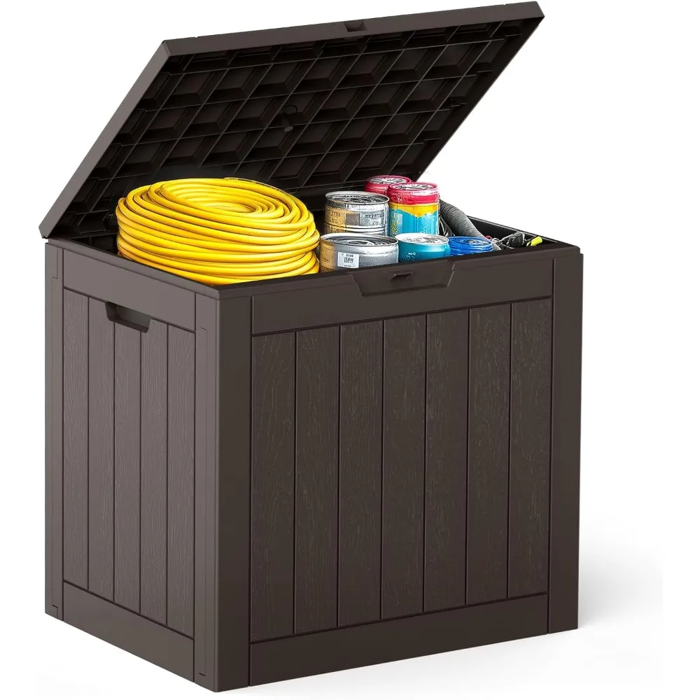 

31 Gallon Deck Box, Lockable Outside Storage Box for Outdoor Use, Outside Waterproof Resin Package Delivery Box for Backya