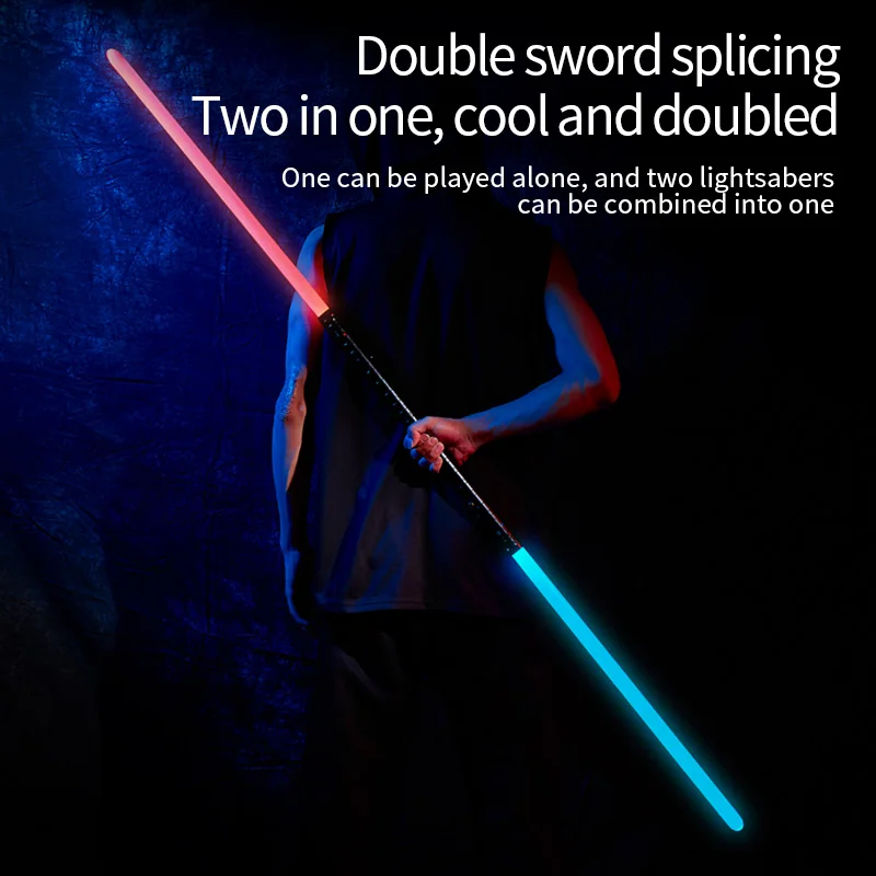REikirc Música Sabre de luz personalizado 2 em 1 Sabre de luz Espada laser de metal de 15 cores Brinquedo recarregável Espadas brilhantes para festa