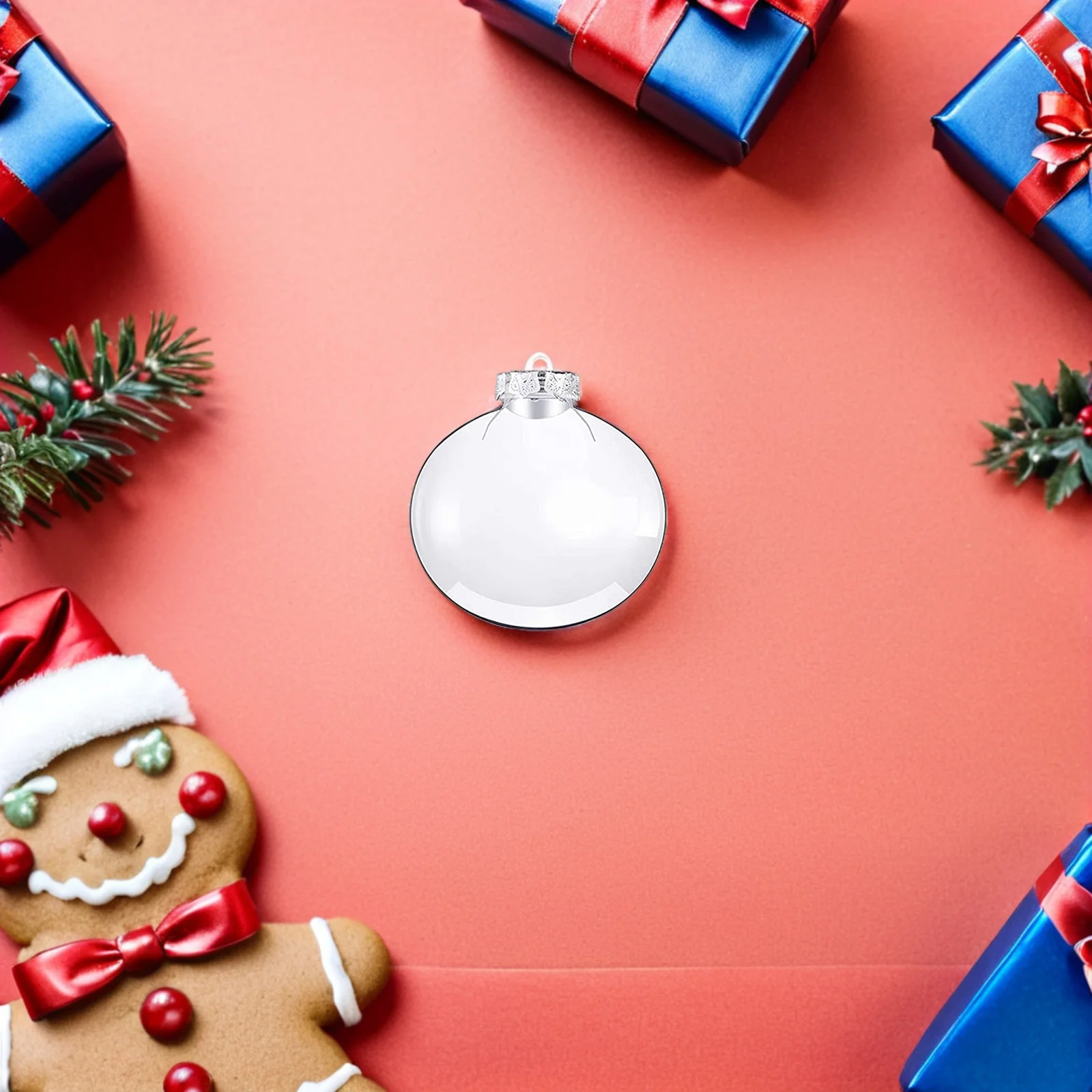 

20pcs Diy Hanging Flat Ball Decorations Transparent Christmas Tree Ornaments For Xmas Party Holiday Craft Photo Props Hanging