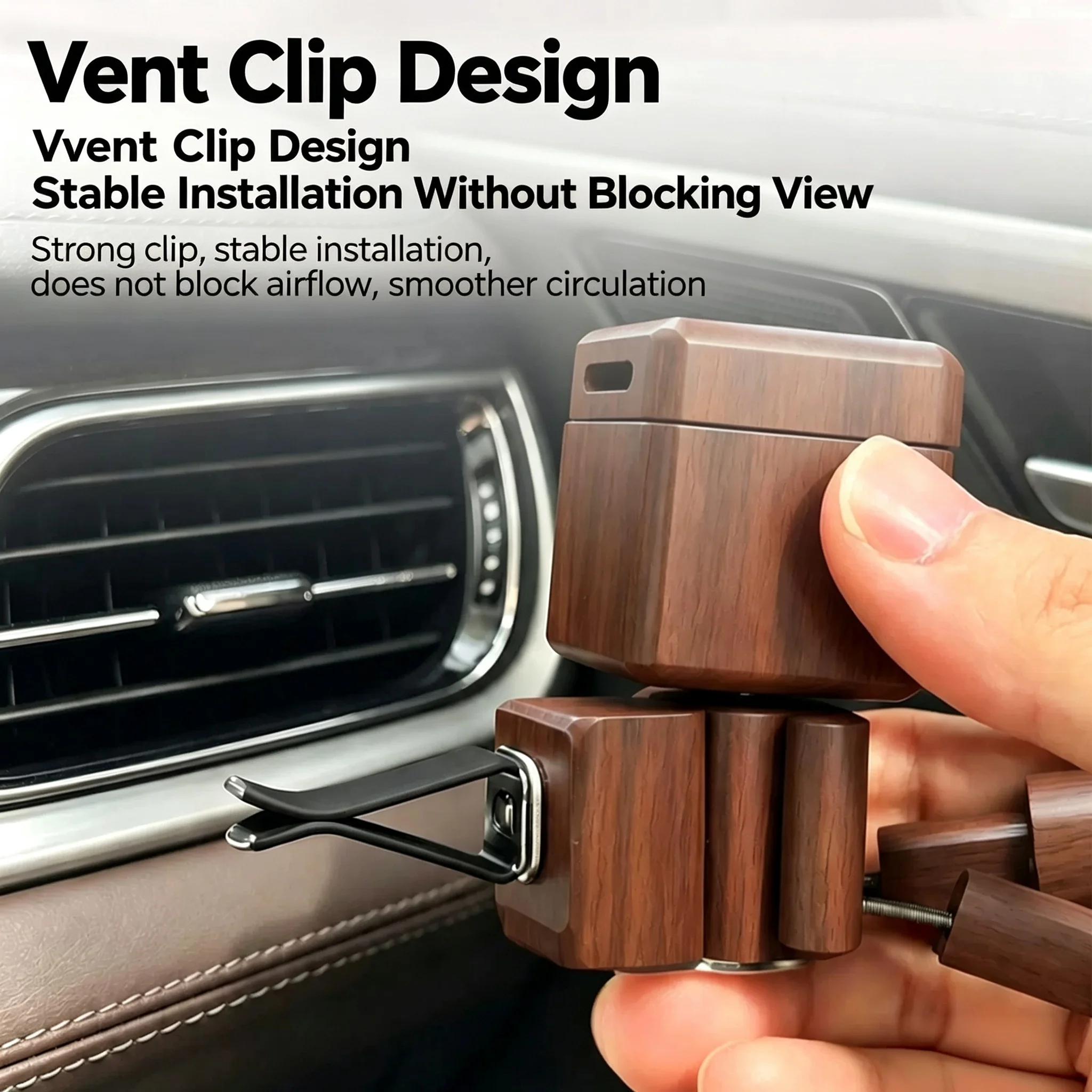 Creative Wobble Wood Figure Car Vent Clip Robot Shape Movable Joint Figurine Automotive Interior Dashboard Decoration Ornament