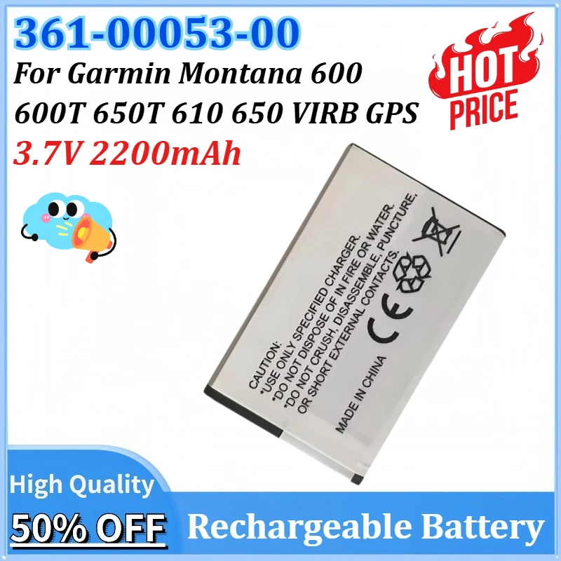 

361-00053-00 3.7V 2200mAh Replacement Battery for Garmin Montana 600 600T 650T 610 650 VIRB GPS for Alpha 100 010-11654-03