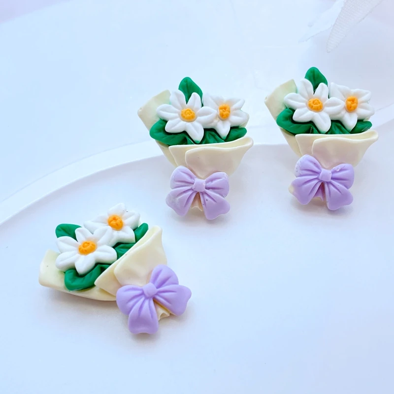 6/12Pcs New Cute Mini Simulated Bouquet/Flower Flat Back Resin Cabochons Scrapbooking DIY Jewelry Craft Decoration Accessories