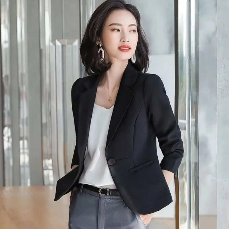 Solid Female Short Coats and Jackets Spring Autumn Outerwear Korean Fashion 2025 New Arrivals Classic Suit Women's Crop Blazers