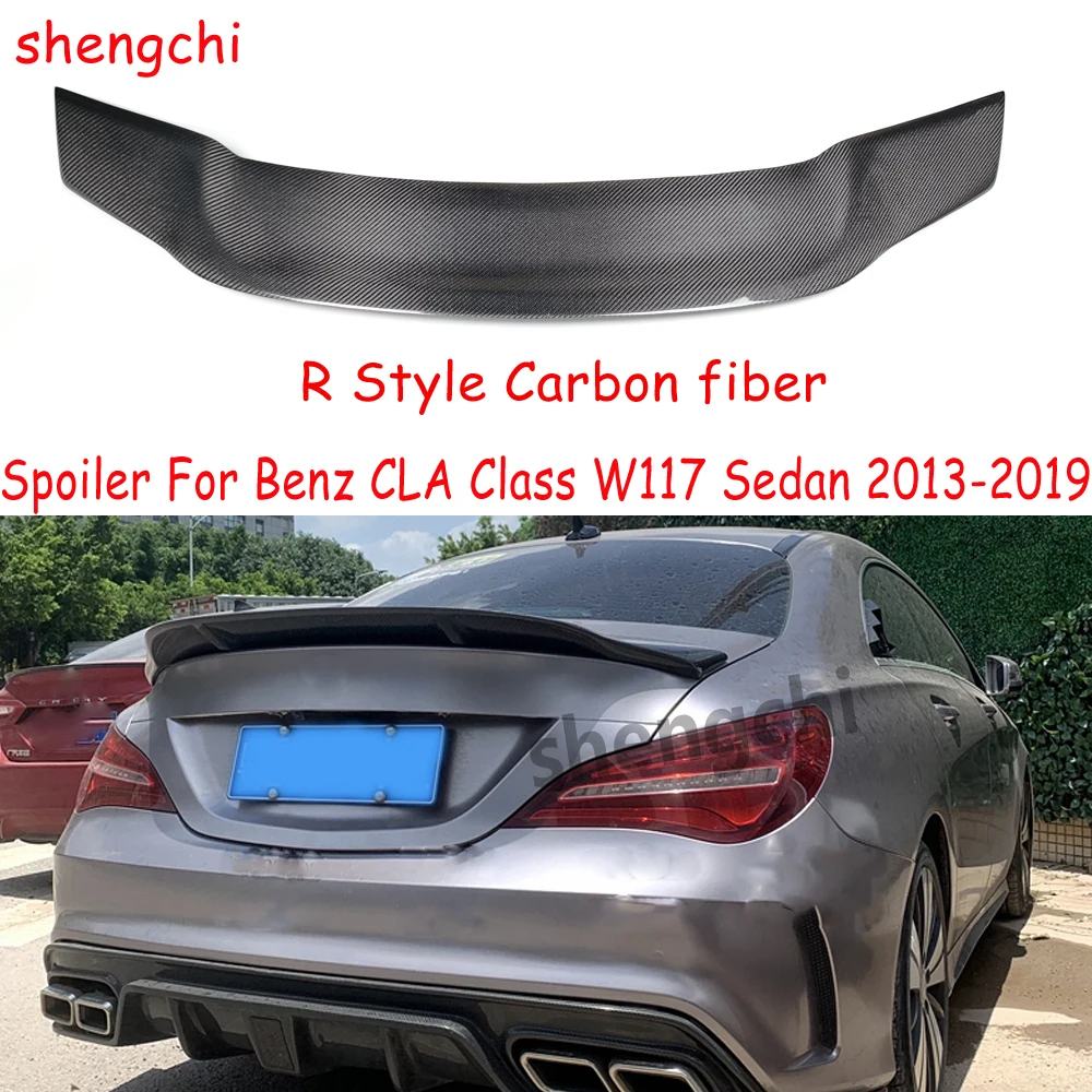 W117 R Style Carbon Fiber Spoiler For Mercedes Benz C117 CLA180 CLA200 CLA220 CLA250 CLA45 Sedan Rear Trunk Spoiler 2013-2019