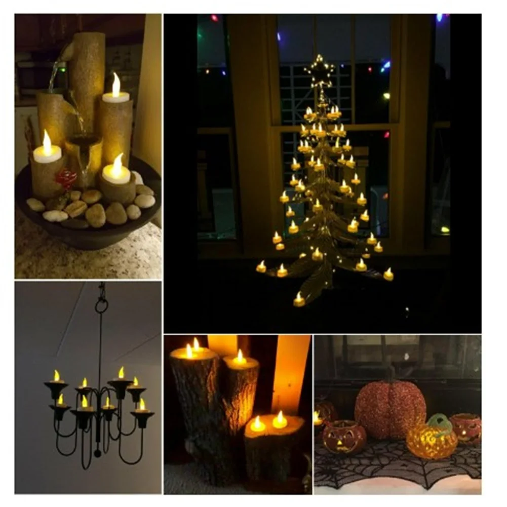 Flameless Led Candle Light Battery Powered Bright Color Lamp Blinking Row Long Lasting Decoration Lights Battery Not Included