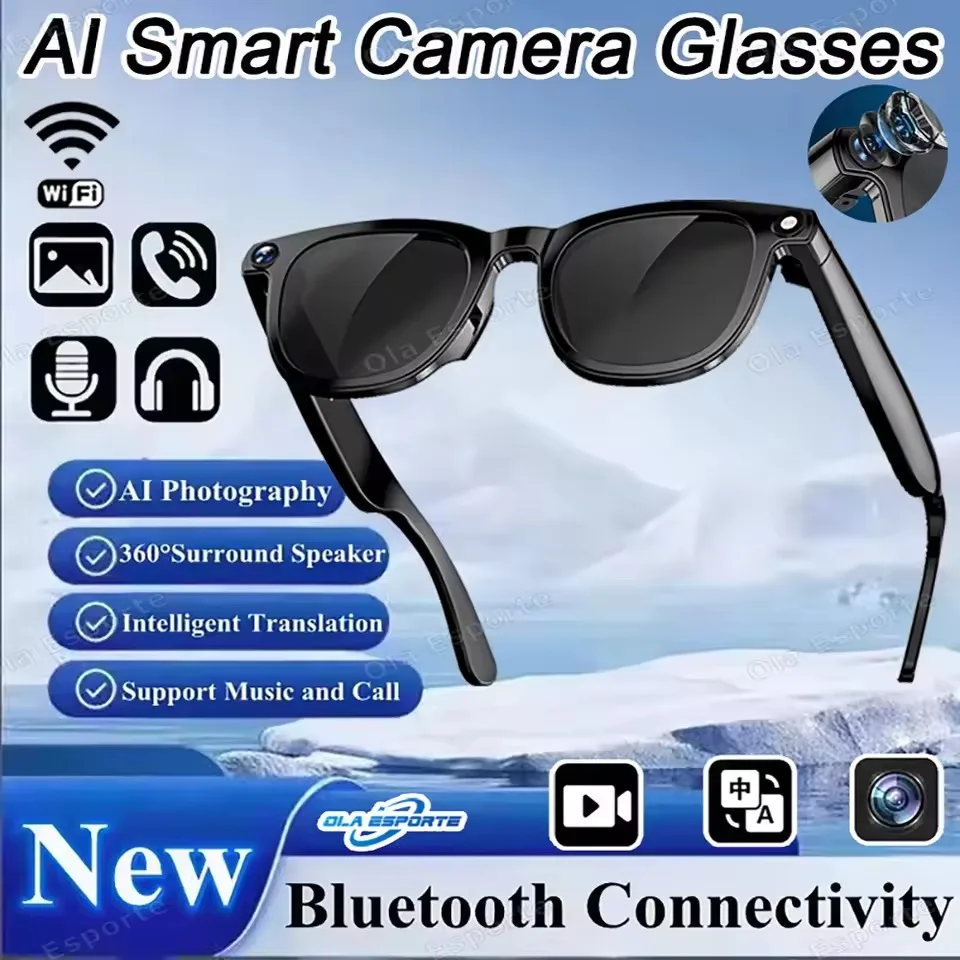 New HD AI Shooting Smart Glasses CY01 800W Camera Bluetooth Music Calling AI Dialog Recognition Voice Assistant Smart Glasses