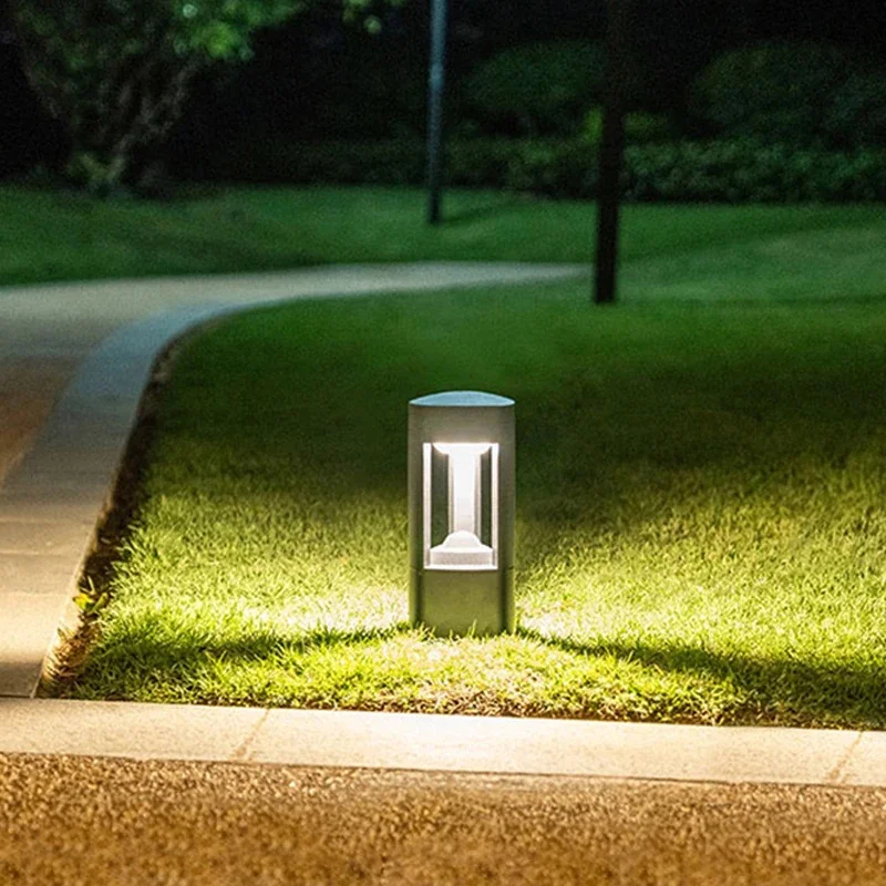 Imagem -03 - Outdoor Black Led Bollard Paisagem Luz Jardim Caminho Luminárias Floor Lawn Lamp Pilar Driveway Pátio Quintal Decor