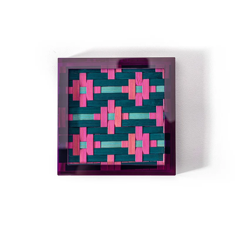 Handmade Bamboo Weaving Fridge Magnet Creative Acrylic Resin Refrigerator Sticker Traditional Chinese Craft Souvenir Home Decor