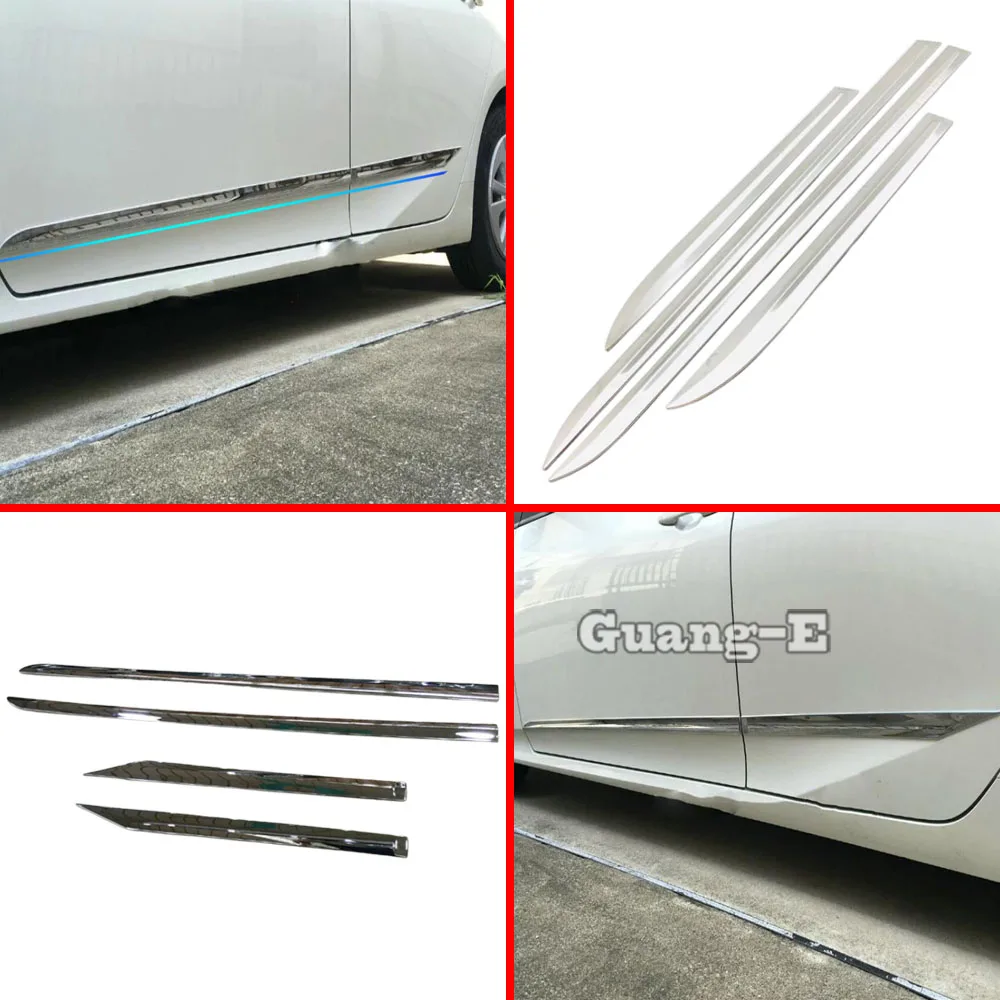 

Car ABS Side Door Body Trim Stick Strip Stream Bumper Lamp Panel Molding Frame Hood 4pcs For Toyota Prius 2016 2017 2018 2019