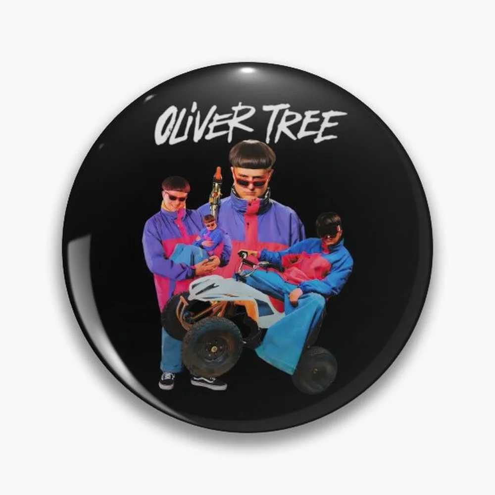 RIP Oliver Tree Tribute Fan Art Pin Holographic Star Heart Pin Brooches Laminated Button Fashion Accessory