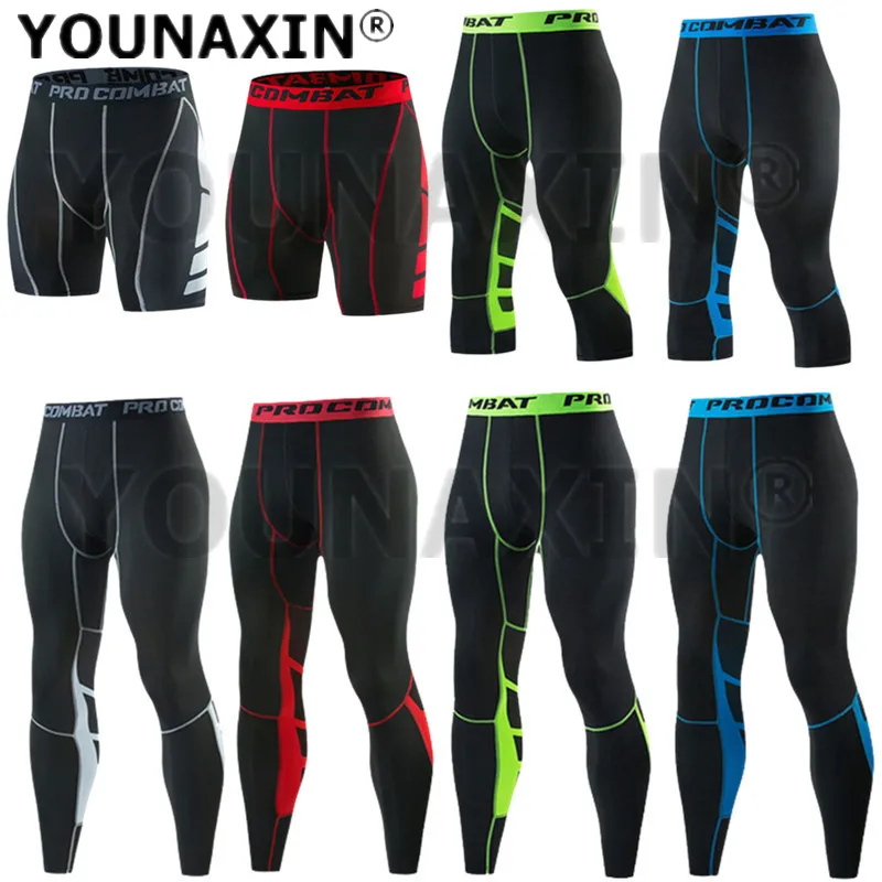 Men's Sports Leggings Shorts Cropped Pants Exercise Trousers Running Yoga Fitness Boy Training Athletic Undies S M L XL 2XL 3XL