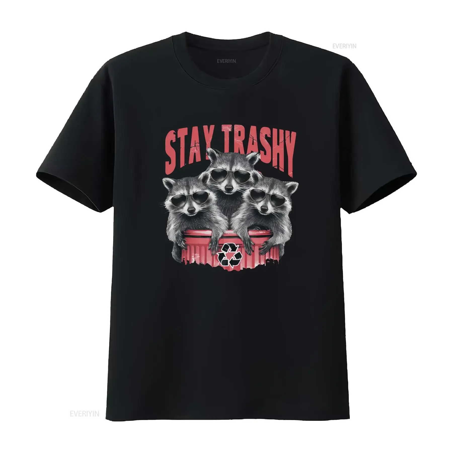 Funny Raccoon T Shirt Vintage Racoon Stay Trashy Possum Sarcastic Lover Trash Panda Weirdcore Meme  vintage Washed Stretched