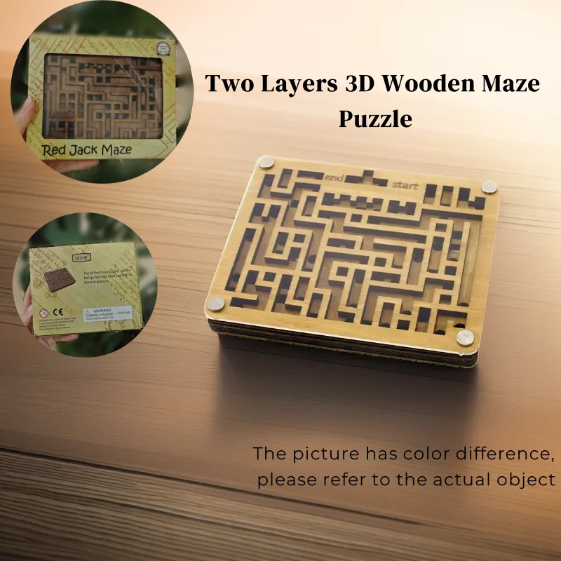 6-Zoll-Holz-Doppelschicht-Labyrinth-Schachball-Brettspiel-Puzzle – ein lässiger Denkaufgabe und ideales Geschenk für Kinder und Erwachsene