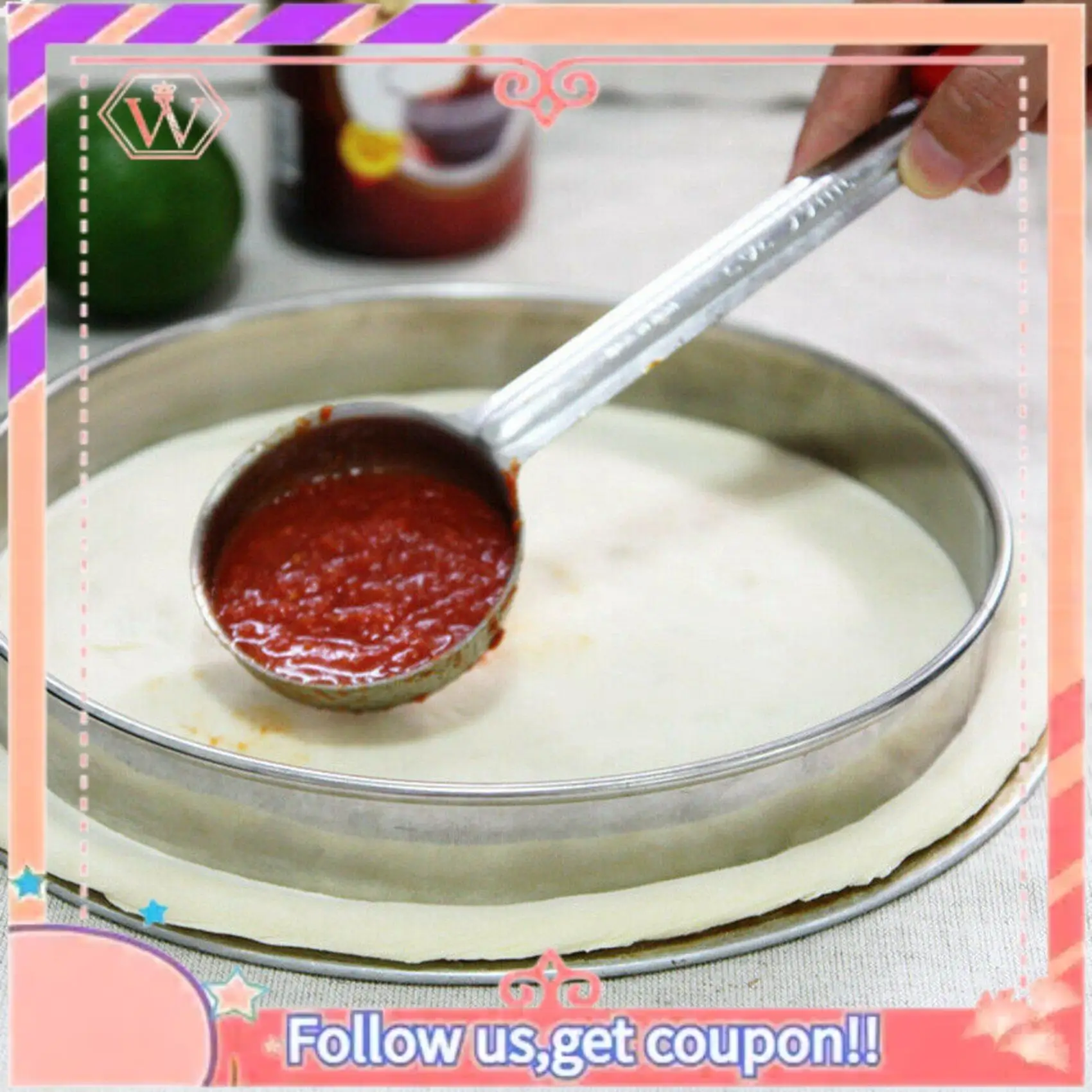 AT84-2X Pizza Spread Sauce Ladle Rubber Handle Flat Bottom Kitchen Cooking Spoon Stainless Steel Measuring Stir Soup Spoon