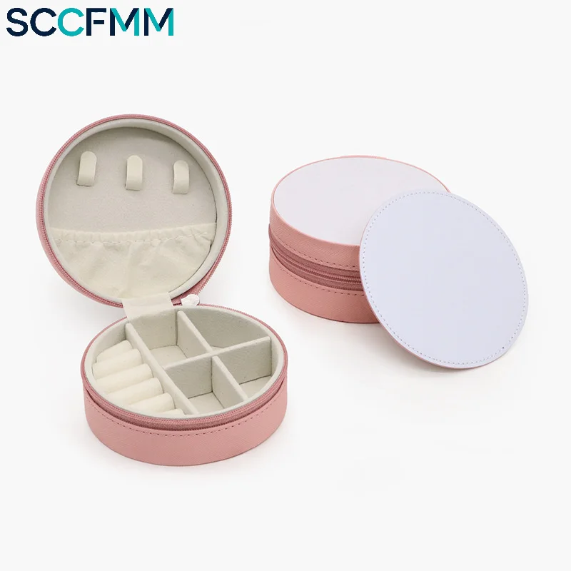 SCCFMM 10Pcs Sublimation Blank PU Leather Jewelry Box Earring Necklace Ring Storage Case For Heat Transfer Print Logo DIY Craft