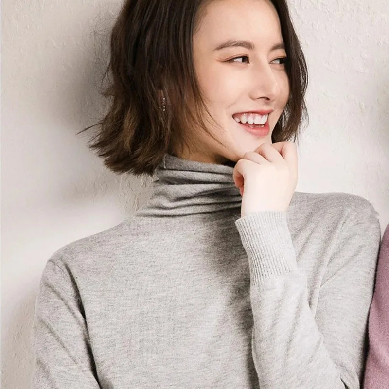 Autumn Winter Women Sweater Turtleneck Slim Fit Basic Pullovers 2023 Fashion Korean Knit Tops Bottoming Shirt Stretch Jumpers