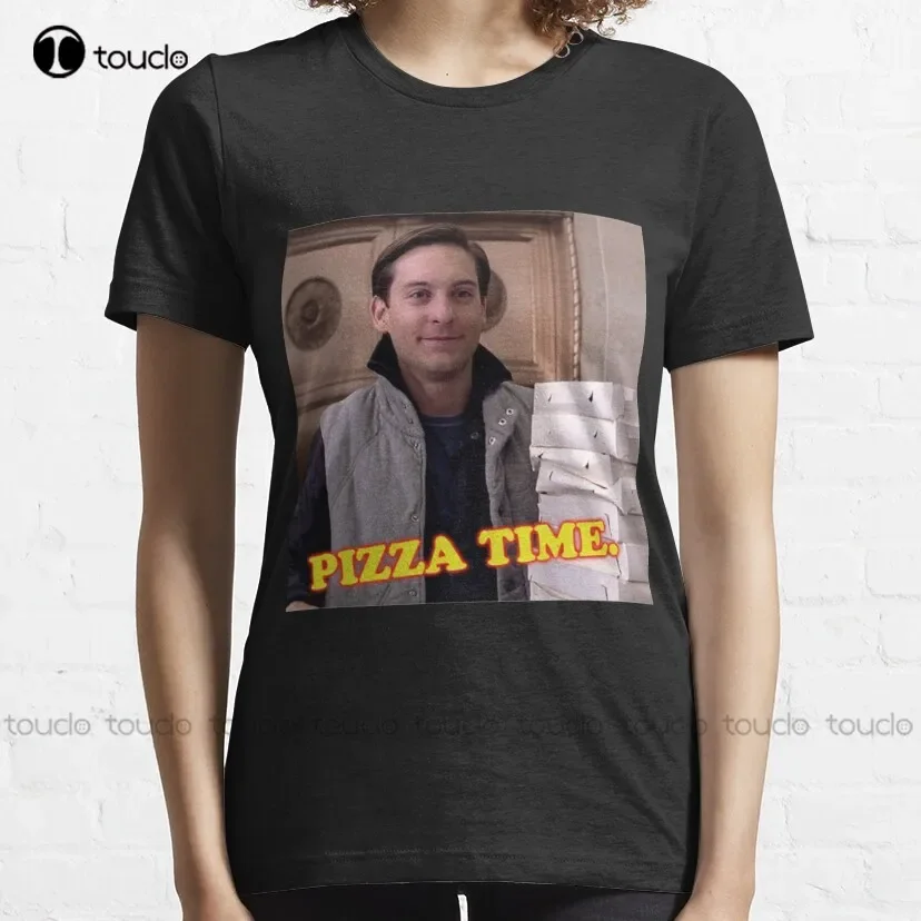 Pizza Time! Tobey Maguire  Classic T-Shirt 90S Shirt Custom Aldult Teen Unisex Digital Printing Tee Shirt Xs-5Xl Fashion Funny