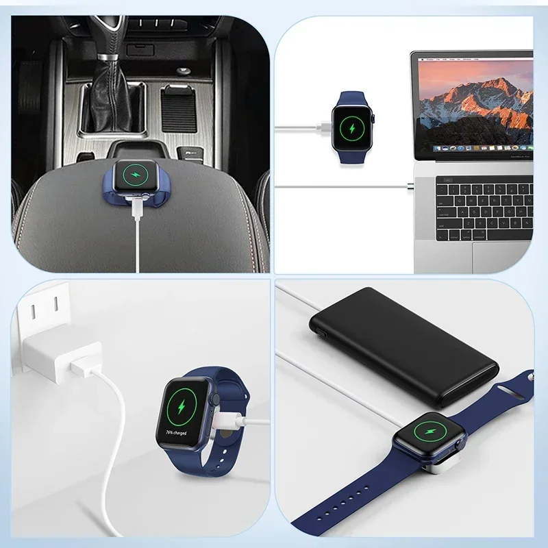 Fast Wireless Charging Base Stock For iWatch Key Chain Design Mini Portable Square Metal Magnetic Chargers For Apple Watch 8 7 6