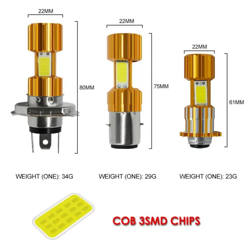 COB 18W H4 LED B15D BA20D Motorcycle White Light Headlight Bulb 2000LM 6000K High / Low Beam Light Newest Headlight Bulb