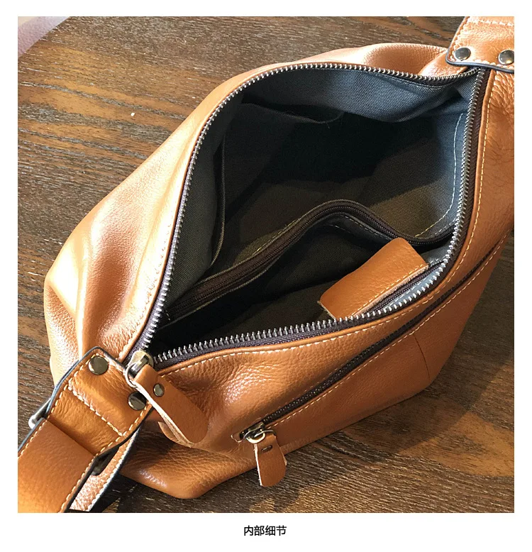 Genuine Leather Shoulder Bag Natural Real Cowhide Messenger Crossbody Bag Retro Vintage Fashion for Women