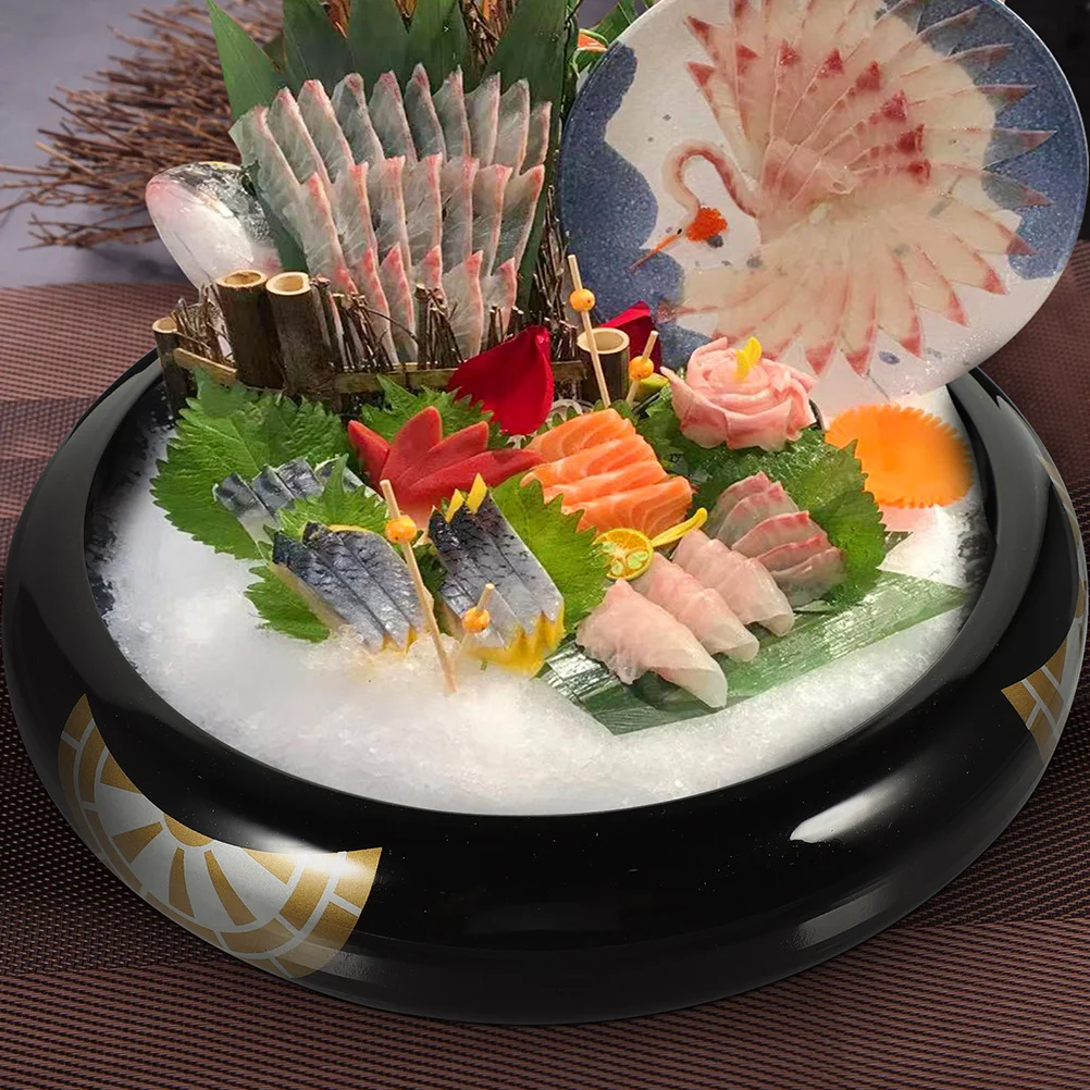 

Plastic Sushi Serving Plate Round Shape Smooth Surface Multi-Function Food Display Dish Home Restaurant