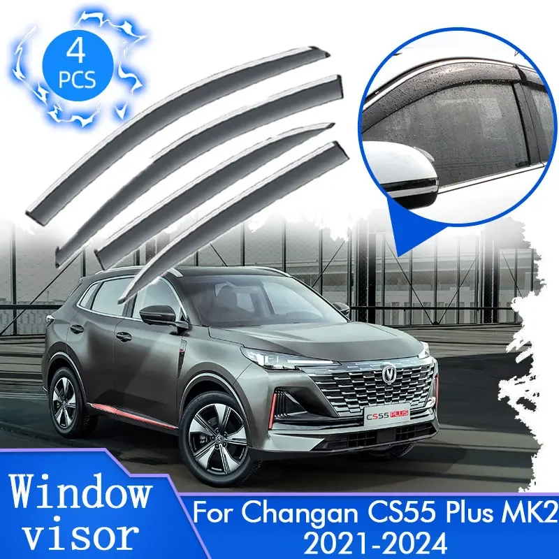 For Changan CS55 Plus 2 MK2 2021 2022 2023 2024 Sun Rain Window Visor Smoke Deflector Awning Guard Cover Protector Accessories