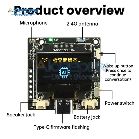 ESP32-C3 AI Voice Development Board with OLED Screen Support Xiaozhi AI Dialogue ES8311 Audio Wi-Fi Module for Smart Robot
