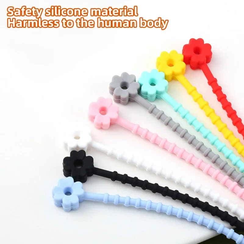 Sangle de ligne de données réutilisable en silicone, Kawaii, multi-usages, gestion de ligne électrique, enrouleur de câble, adapté à la maison et au