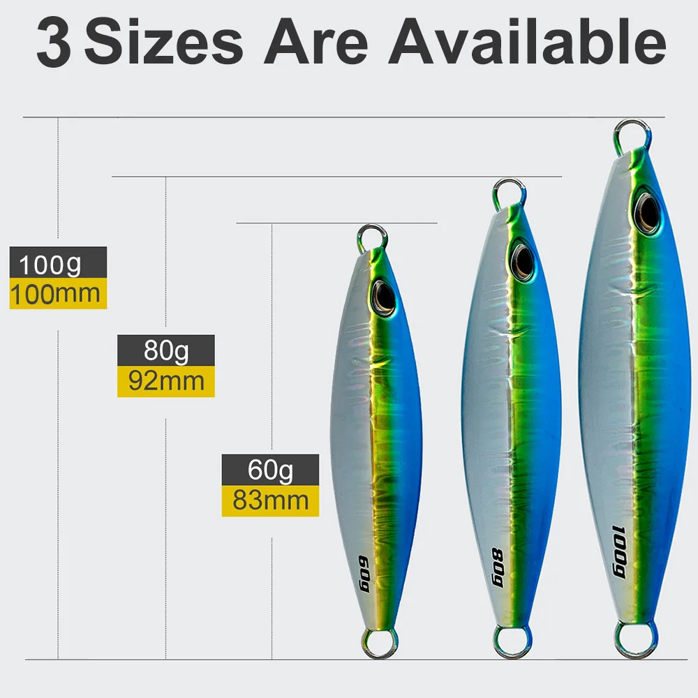 CASTFUN 60g 80g 100g Koika Jig Slow Pitch Metal Jigs Saltwater Fishing Lure Slow Fall Jigging Lure