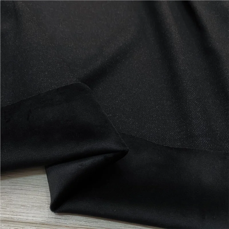 New black and velvet warm cotton elastic fabric compound thick autumn winter small foot straight pants suit