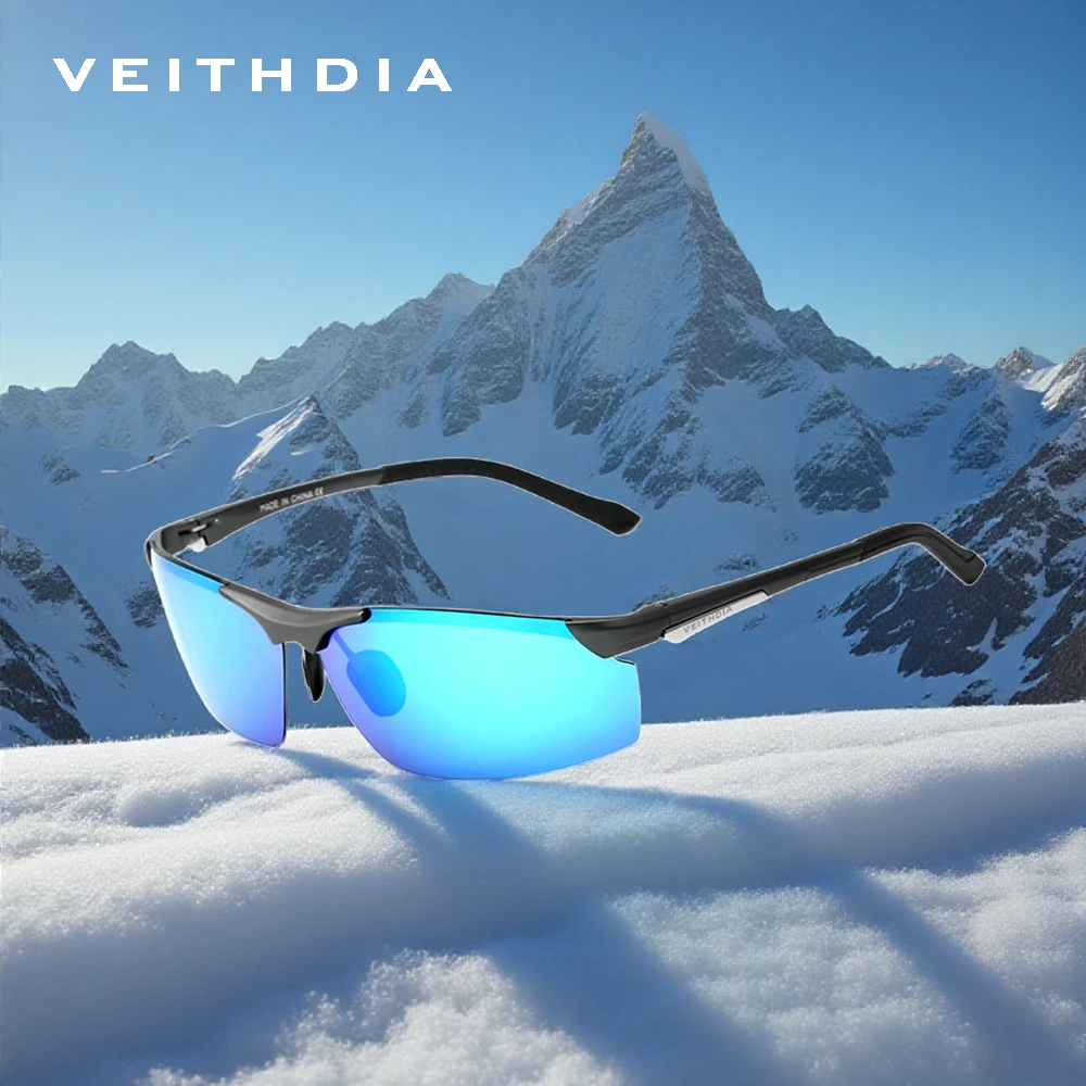 Солнцезащитные очки VEITHDIA с алюминиево-магниевой оправой, поляризационные, с защитой от УФ400, без оправы, для мужчин, модель VT06511