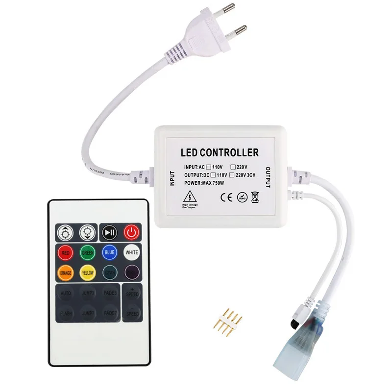 110-220V High Voltage Infrared 20 Key Remote Control RGB LED Controller