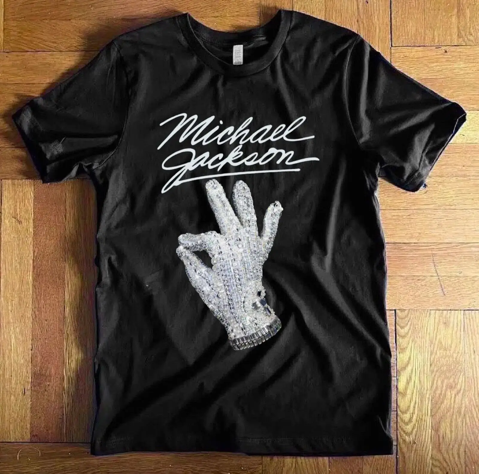 New Michael Jackson Stage Glove Print T-Shirt Vintage Y2k Short-Sleeved Casual Loose T-Shirt Summer High-Quality Streetwear