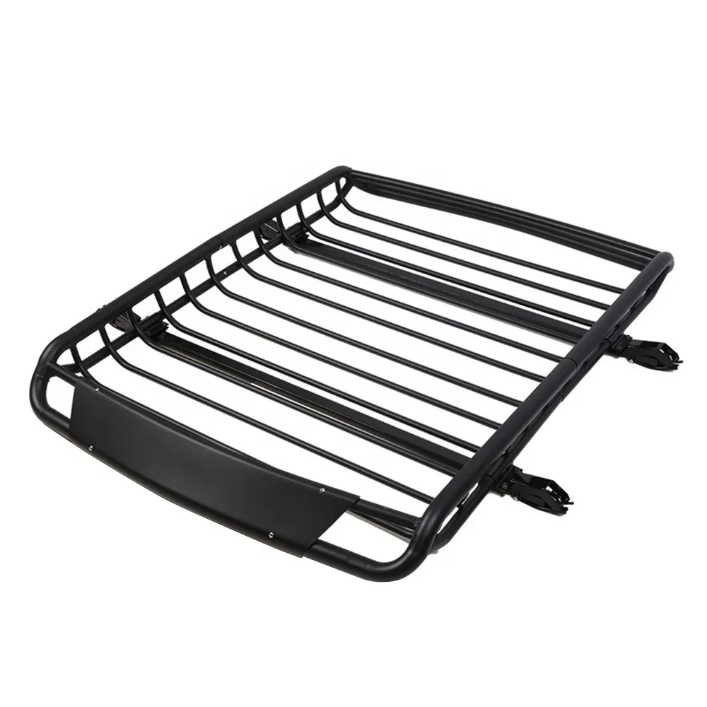 Black Roof Rack Cargo Basket Carrier  with Universal Extension Car Top Luggage Holder Truck Cars