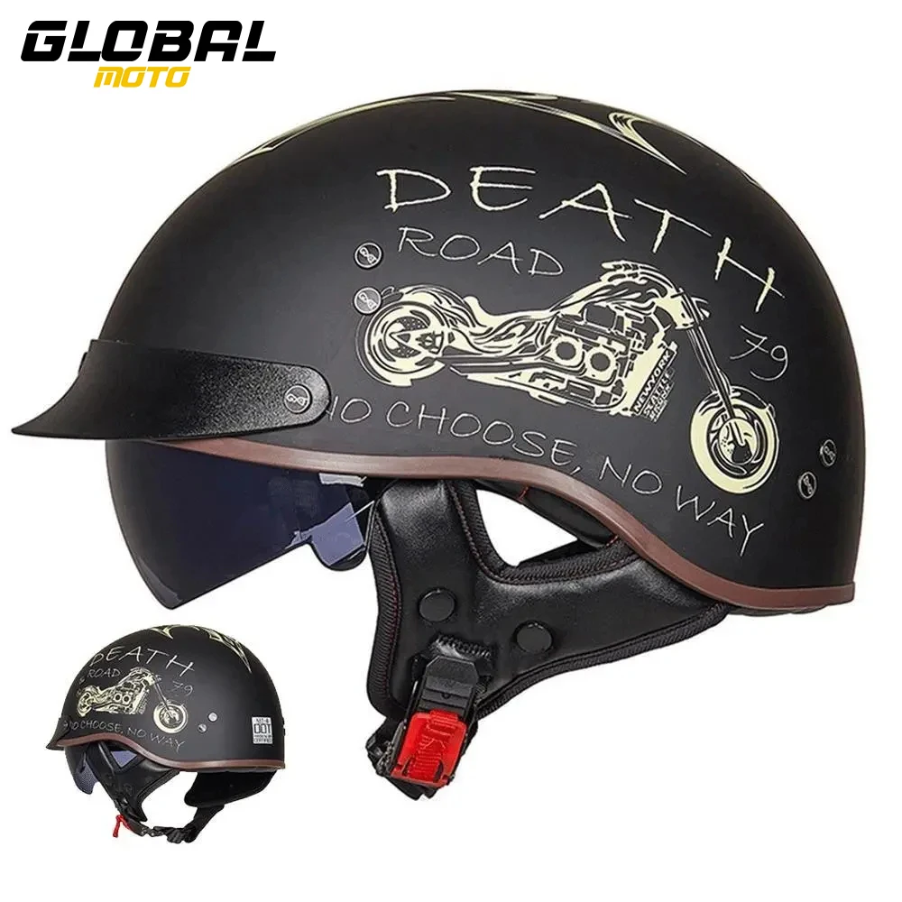 Retro Motorbike Helmet Summer Men Motorbike Riding Protective Helmet Women Motorcycle Half Helmet