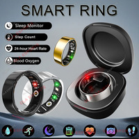 New R09 Smart Ring Men Women with Charging Case,Heart Rate Blood Oxygen,Skin Temperature Monitor,5ATM Waterproof For Android IOS